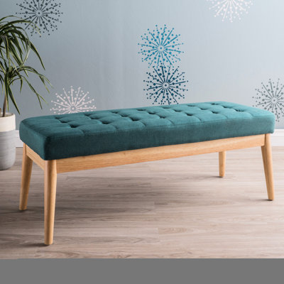 Bleu sarcelle d'inspiration Mid-Century avec structure en bois de bouleau et siège rembourré de style moderne