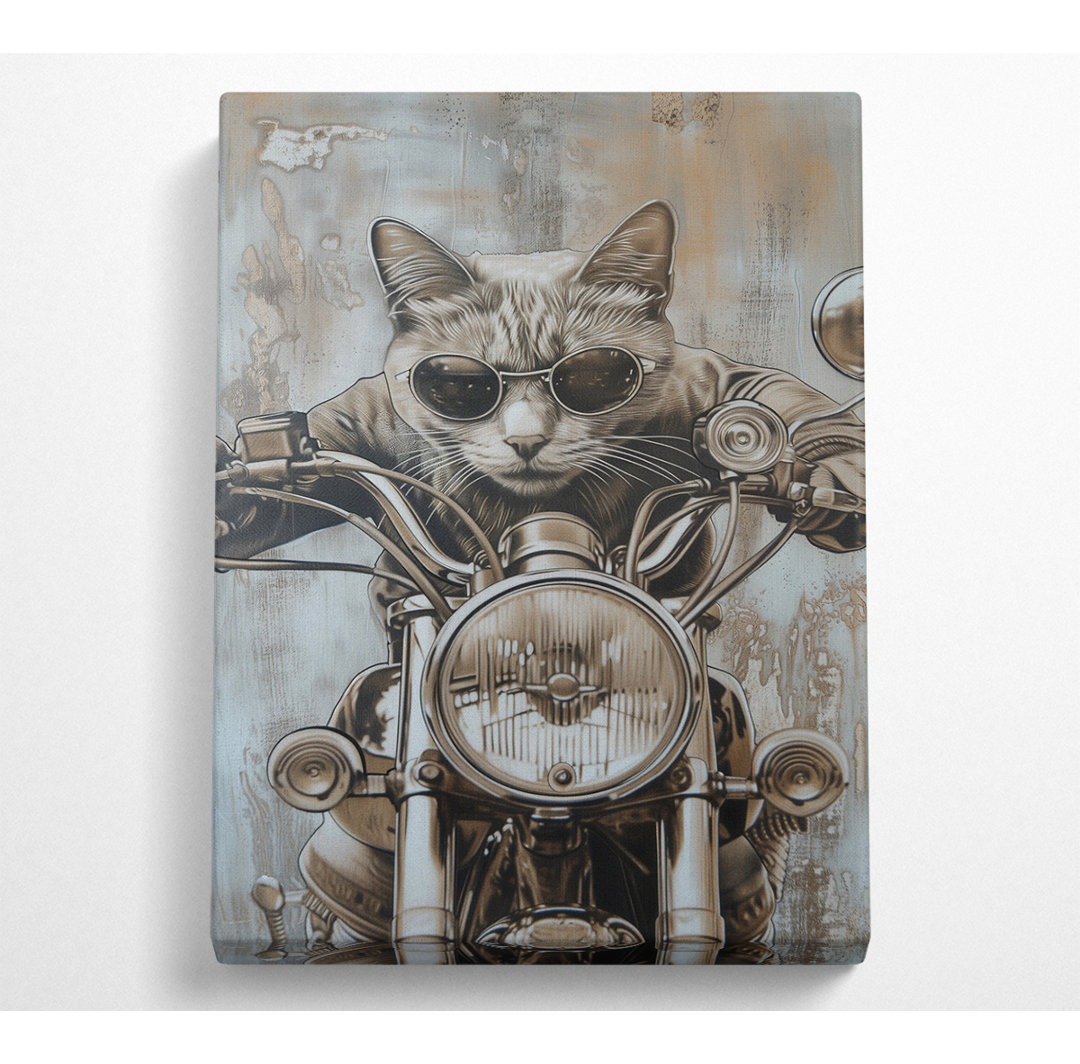 Motorrad Katze - Kunstdrucke auf Leinwand