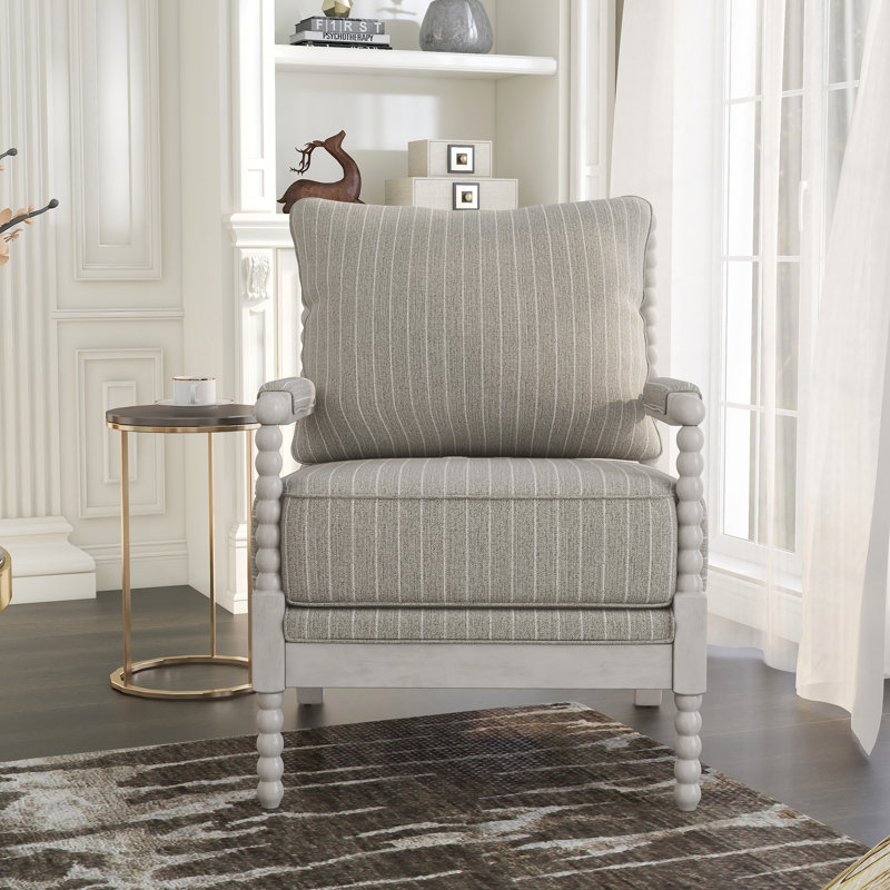 Fauteuil l 26,5 po Antanette, Rayures brun clair
