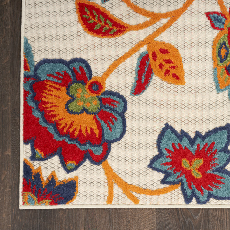 Anastasios Floral Multicolor Indoor/Outdoor Area Rug, Rectangle 7'10" x 10'6"