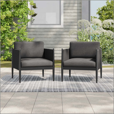 Ensemble de 2 fauteuils club d'extérieur modernes en aluminium avec coussins résistants à l'eau et structure robuste