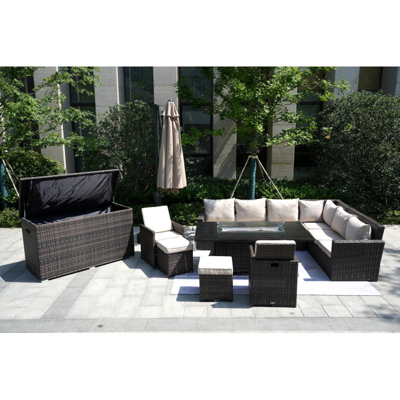 10 - Person Patio Conversation Set with Cushions