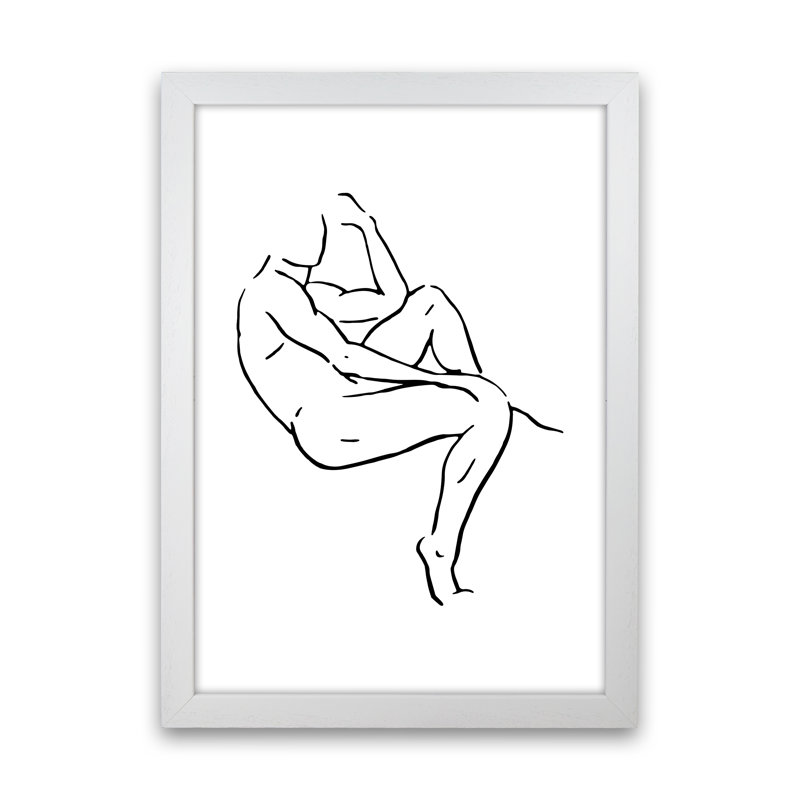 Body Sketches V - Male - Print, 34cm H x 25cm W x 3cm D, White Framed