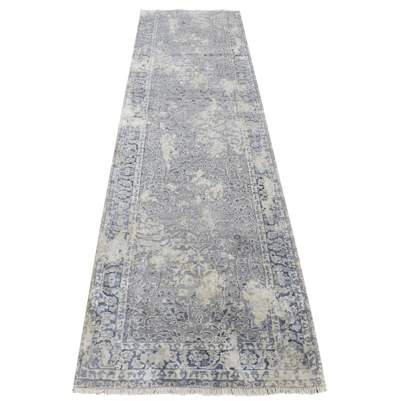 Tapis de couloir gris en laine texturée noué à la main 2 pi 6 po x 9 pi 10 po 1005C0F9414B41B7B1A9800C66B5F2F1