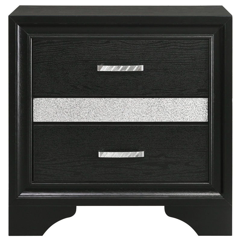 Miranda 2-Drawer Nightstand White, Black