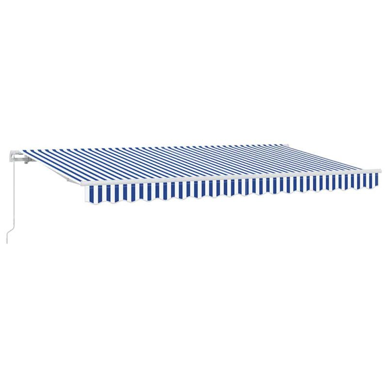 Brayden Studio 200cm D Retractable Door / Window Awning, Blue/White, 350 cm W x 200 cm D