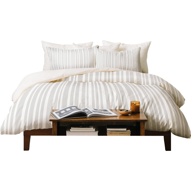 Modern & Contemporary Polyester Striped Duvet Cover, Twin Duvet Cover + 1 Standard Sham