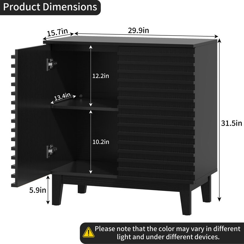 Wooden Wtrips 29.9"w Accent Cabinet, Black