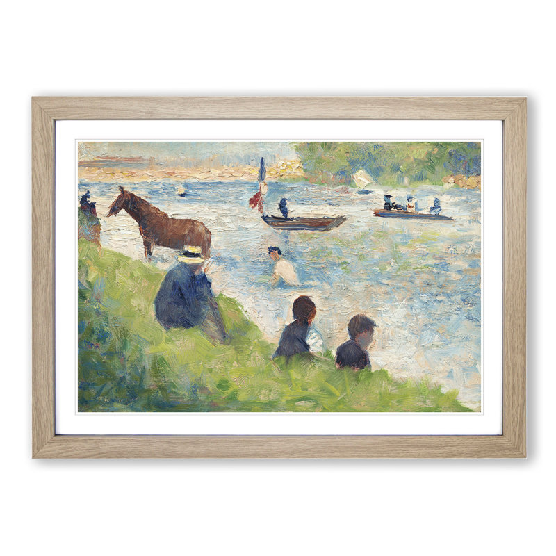 Study of Bathers Vol.1 by Georges Seurat - Picture Frame Painting, 48cm H x 65cm W x 2cm D, Oak Framed