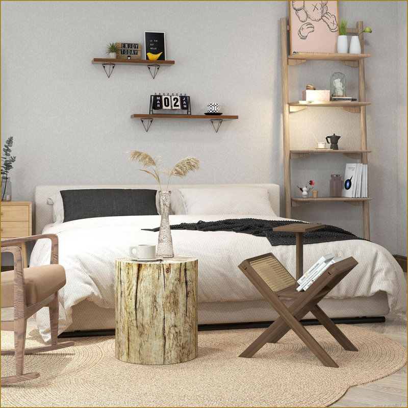 Table basse en forme de souche d'arbre en béton par HOMCOM – Usage intérieur/extérieur, aucun assemblage requis
