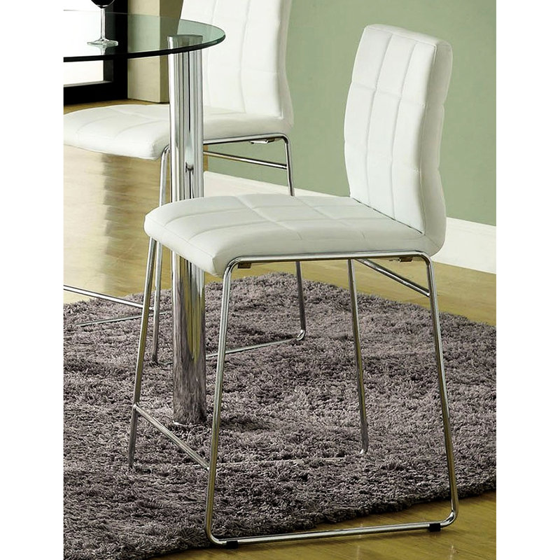Chaises de salle à manger à hauteur de comptoir de couleur blanche avec pieds - 2 supports modernes