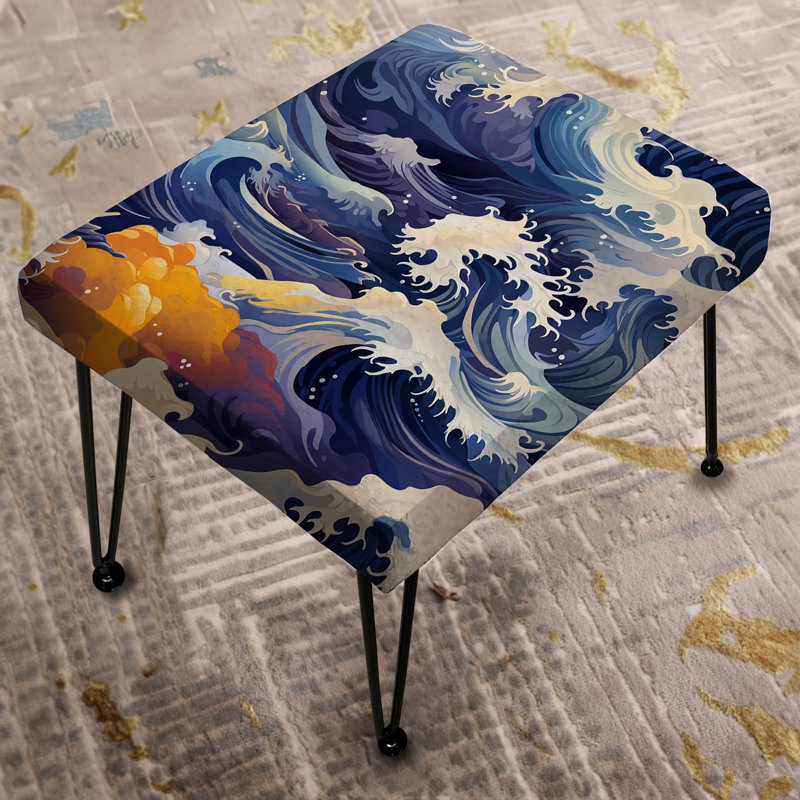 Motif japonais mauve à vagues japonaises Hokusai