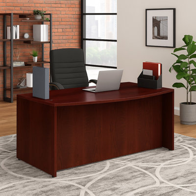 Pery Front Desk Shell, 71 Inch, Modesty Panel, Mahogany Red Melamine