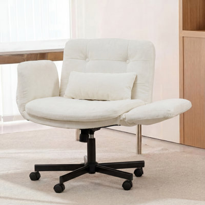 Criss Cross Legged Chair With Flip-Up Armrests, Swivel Office Chair, Computer Desk Chair For Home Office, Makeup, Bedroom