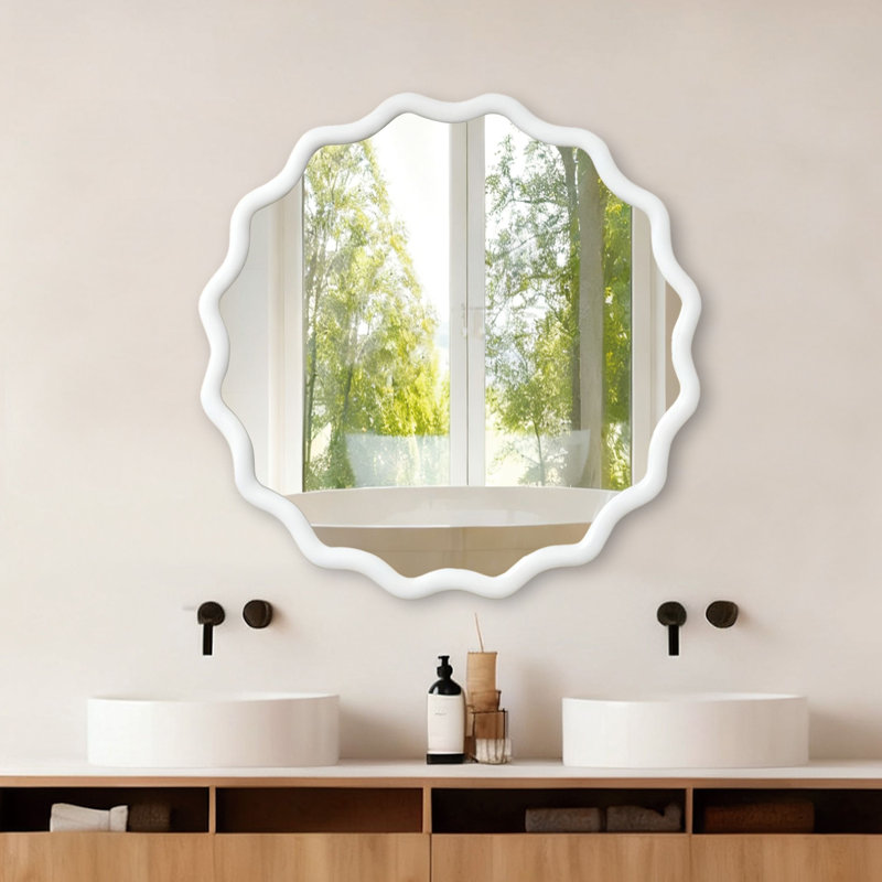 Miroir mural 24 po, H 36 po x l 36 po, Blanc, Rond