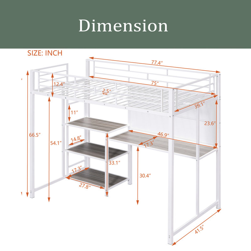 Lit mezzanine Abhijay Kids, Simple, Blanc