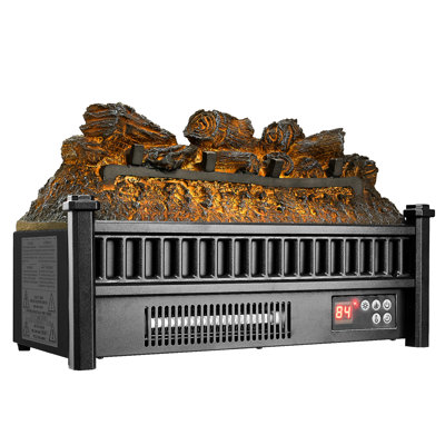 Chaufferette électrique pour foyer à bois 20 pouces 1500W Chauffage infrarouge couleur réglable 5 niveaux de luminosité de la flamme Télécommande sans fil 70 95F