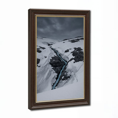 Snowy Mountain Stream with Blue Water Canvas Wall Art