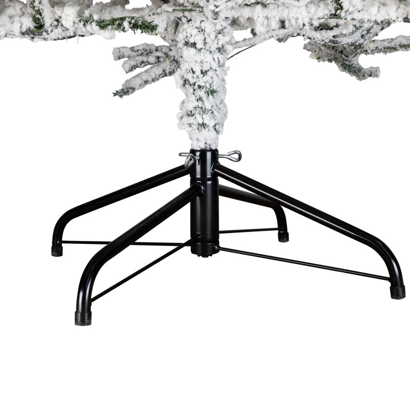 Pre-Lit Medium Flocked IPT Artificial Garden Christmas Tree - Warm White LED Lights, 6.5'