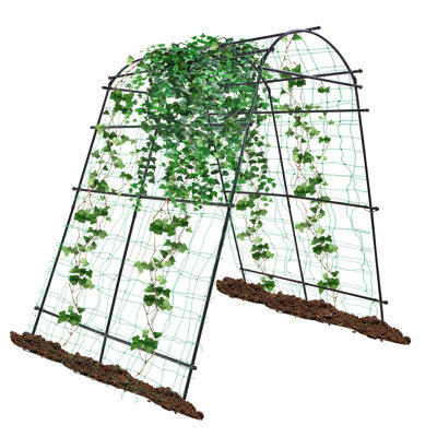 82.6"h X 70.8"w Extra Tall Garden Arch Trellis For Climbing Plants Outdoor, Lightweight Metal+pe Coated Black