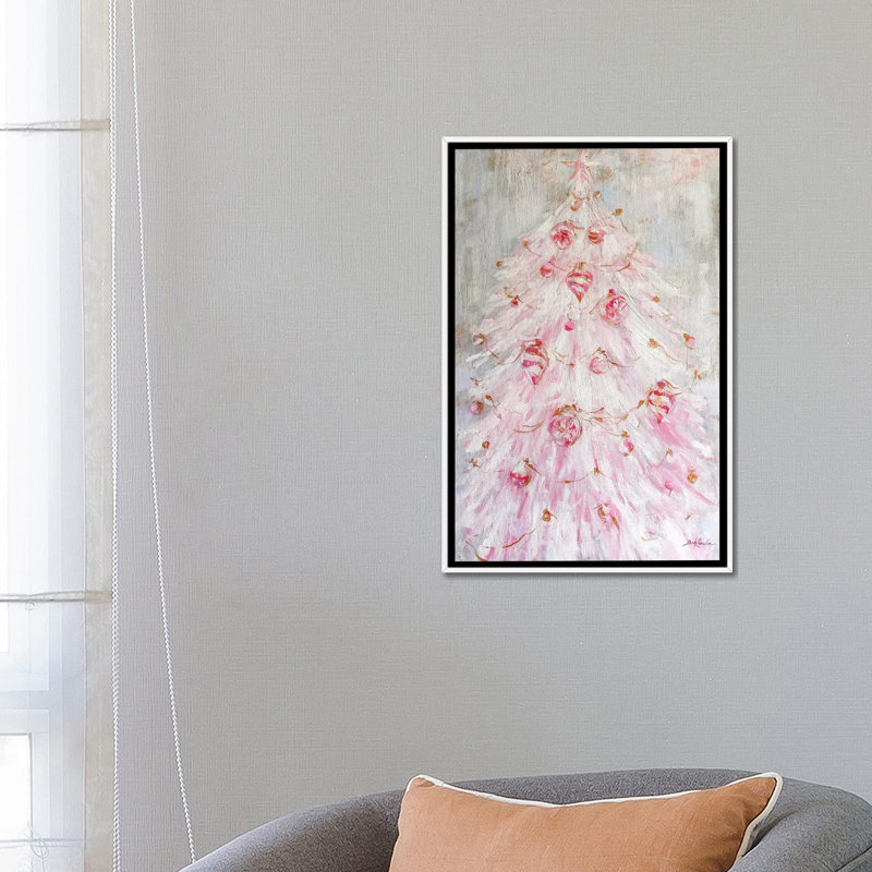 Reproduction d’art « A Pink Noël » par Debi coules, H 26 po x l 18 po x 1,5 po, Toile blanche encadrée, Aucun mat