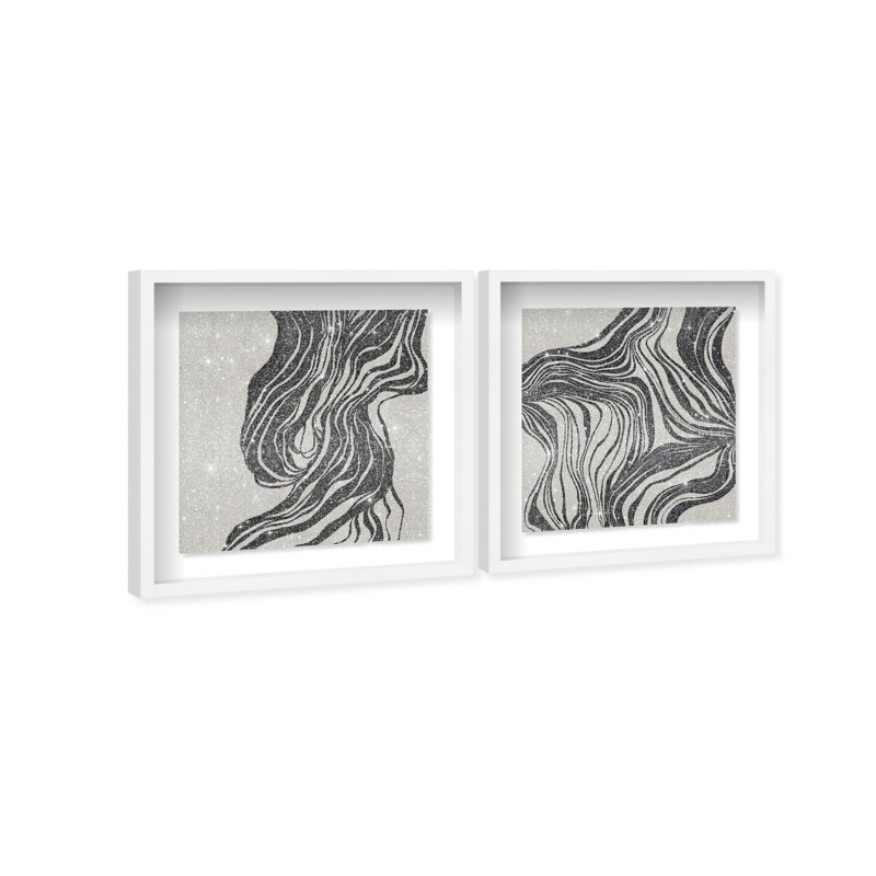 Emotional Set Shadowbox Abstract Print by Oliver Gal, Black Frame, 12 x 12, 17.5"H x 17.5"W, White Shadowbox