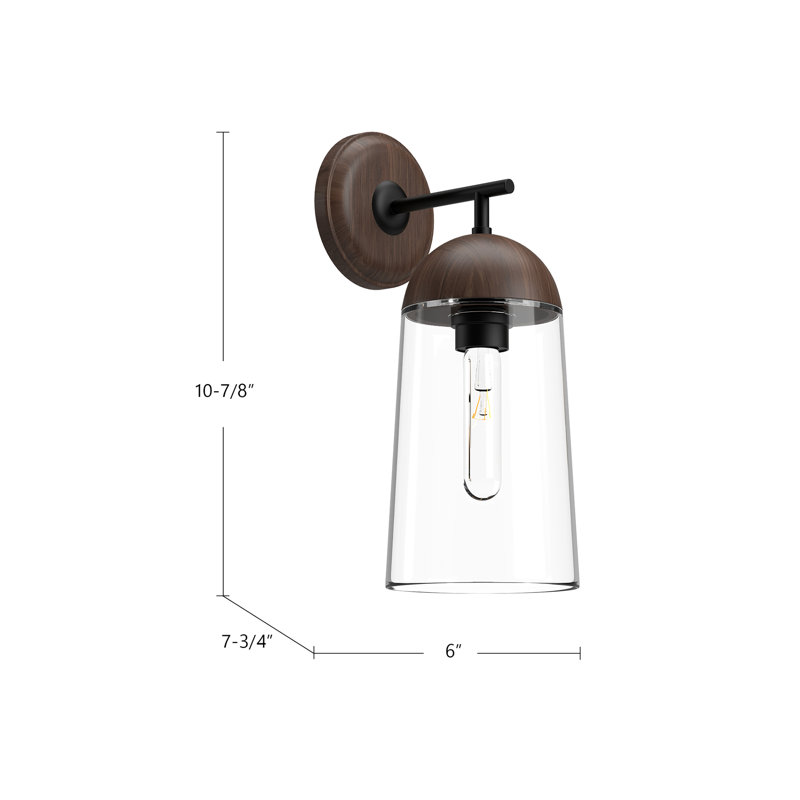 Shiloh Vanity Light, 1, Matte Black/Walnut