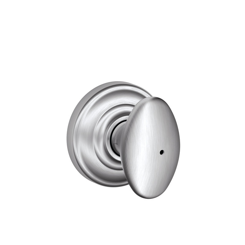 Siena Knob with Andover Trim Bed and Bath Lock, Satin Chrome