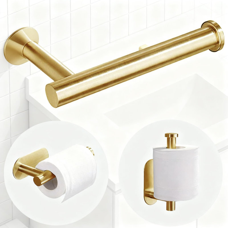 Porte-essuie-tout en acier inoxydable sans fixation adhésive pour l'organisation de la cuisine et de la salle de bain