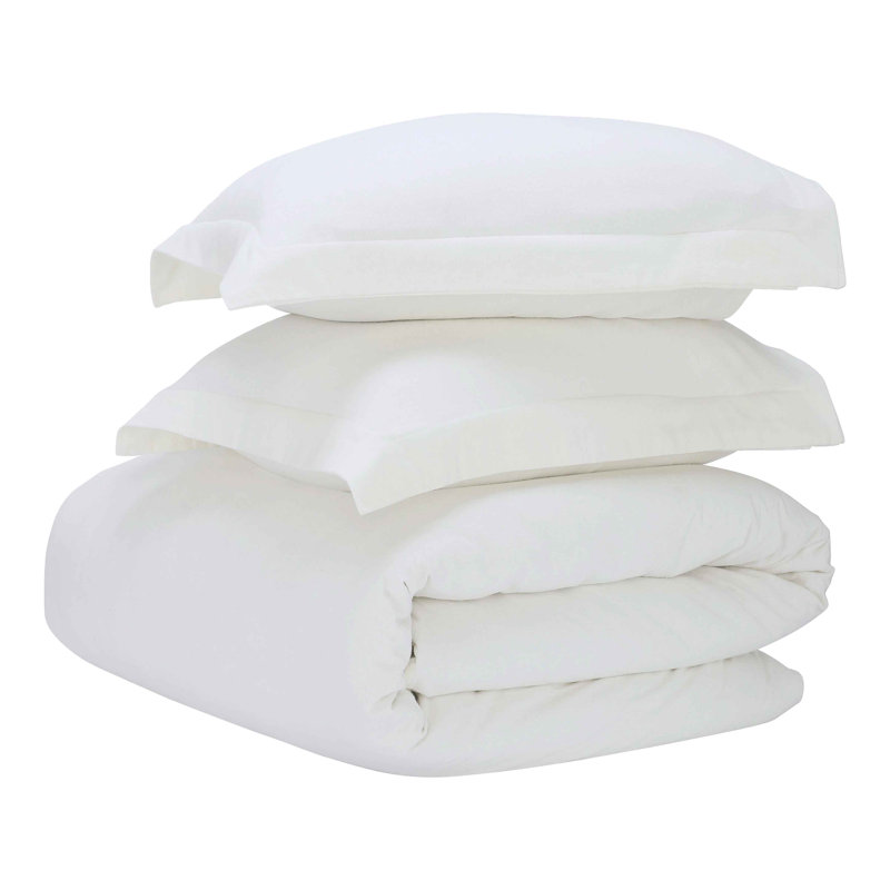 Ensemble de housse de couette 100% flanelle de coton Blue Nile Mills - Motif douillet et uni, Ivoire ivoire