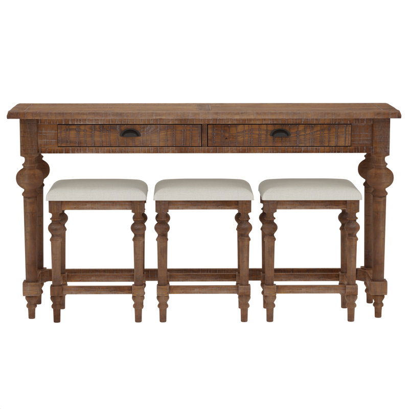 Wallace & Bay Ludin Brown Console Table With 3 Stools