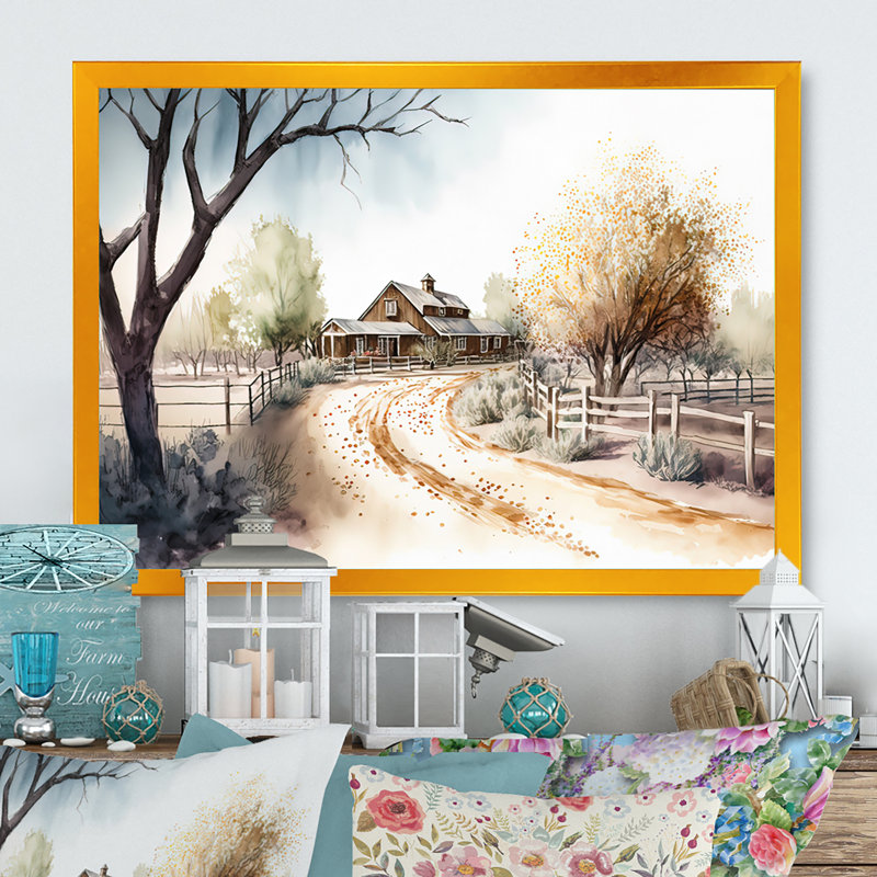 " Welcome To The Ranch ", Gold Framed, 24" H x 32" W x 1" D