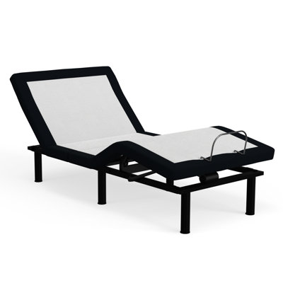 Lit simple TG à base réglable en métal avec commandes à zéro et pratiques, base grise, gris, télécommande sans fil