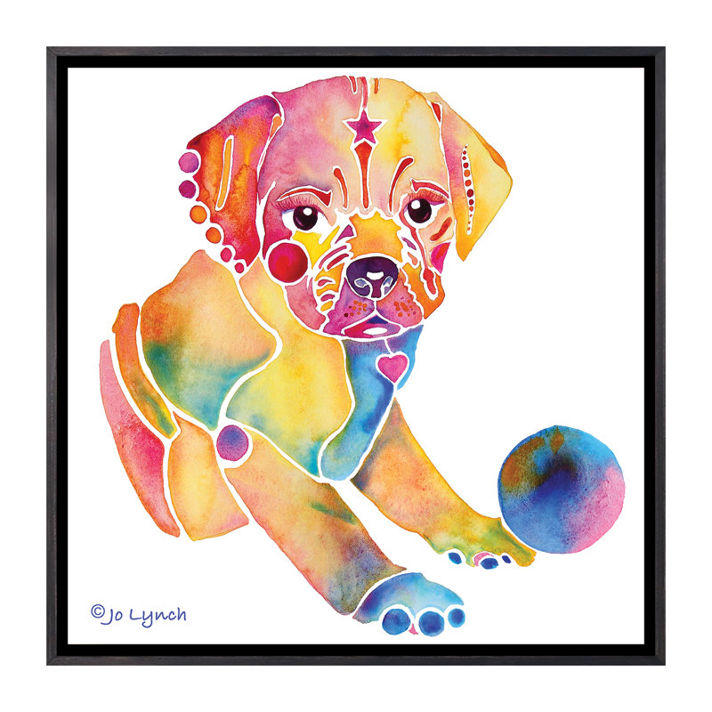 Hippopotame de Jo Lynch - impression d'art graphique, H 26 po x l 26 po x P 1,5 po, Toile avec cadre noir patiné