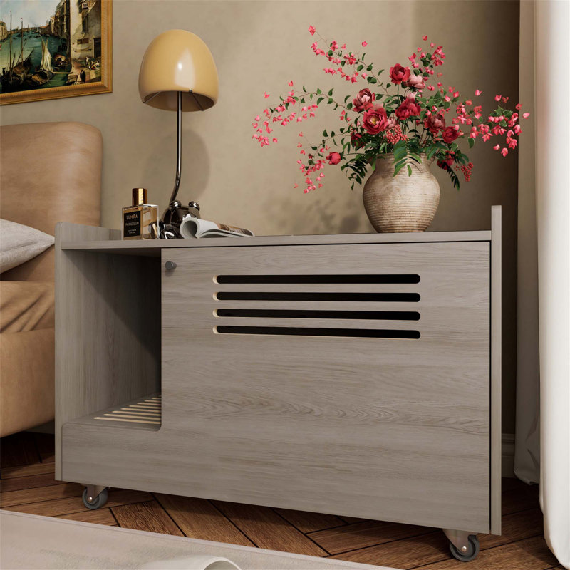 Maison pour animaux polyvalente en bois avec litière cachée et fonctions multiples pour la maison, Gris