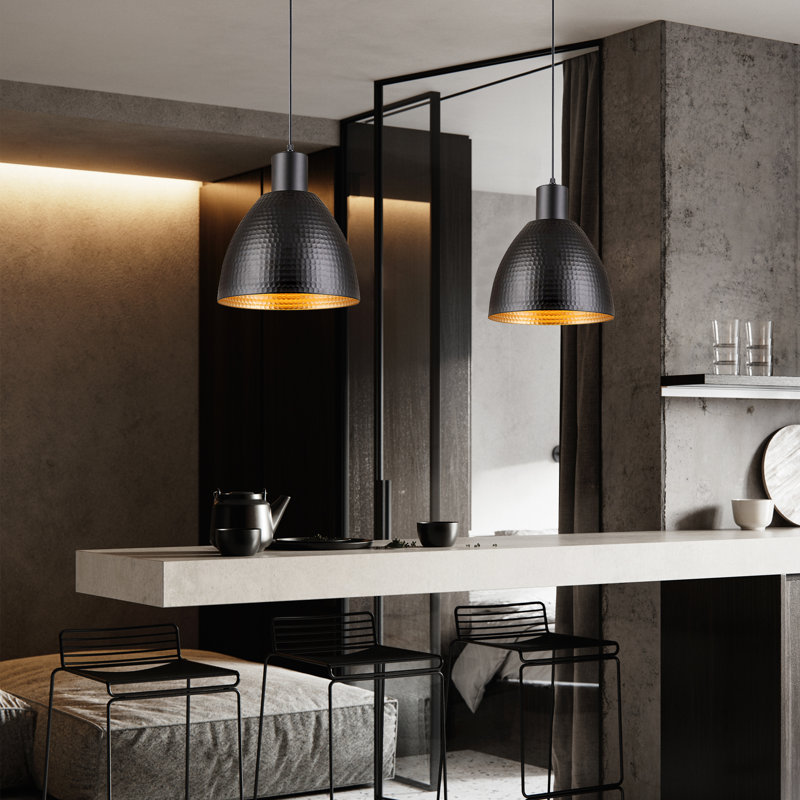 Luminaire suspendu simple à 1 lumière Randals, Noir