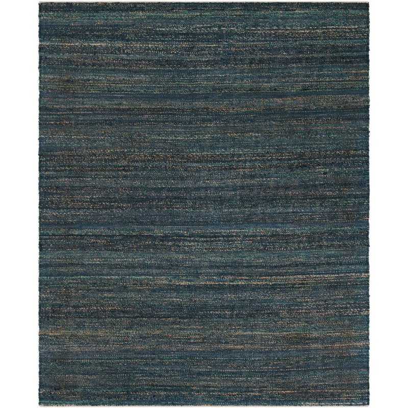 Tapis uni / rayé bleu océan Durah, Rectangle 7 pi 10 po x 10 pi