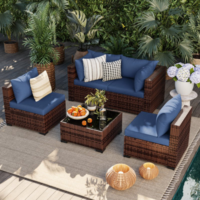 4 - Person Outdoor Wicker Patio Conversation Furniture Set