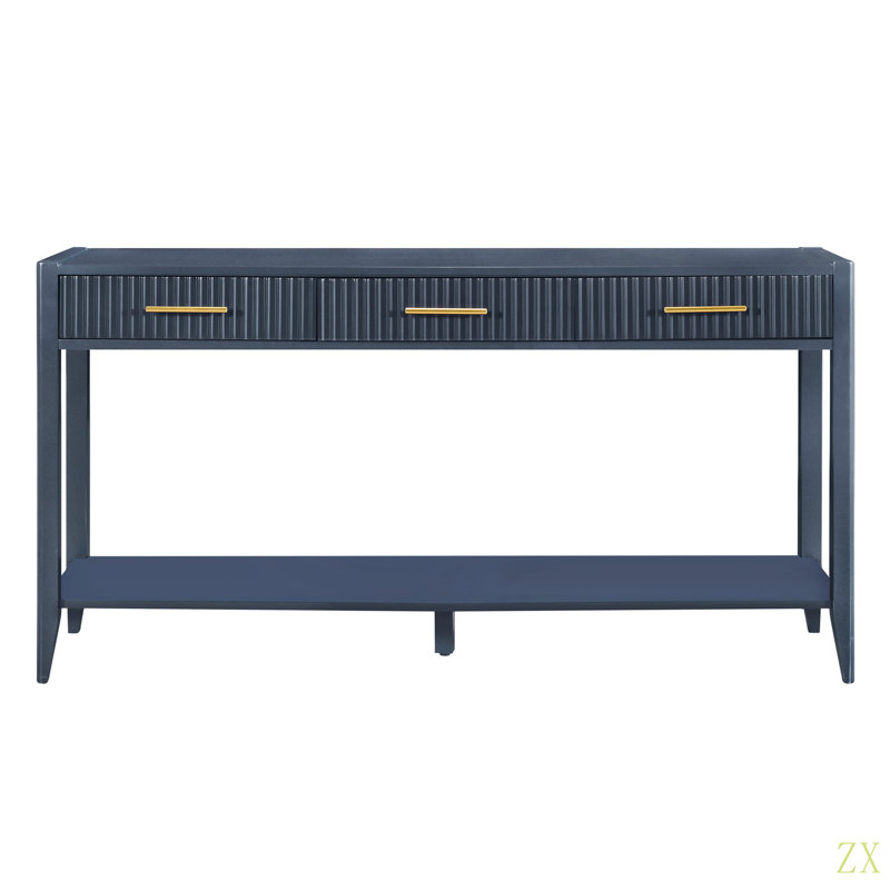 60" Painted Console Table With 3 Drawers,Wooden Entryway Table With Storage Shelf, Farmhouse Sofa Table For Living Room, Hallway,Entryway, Foyer, Corridor