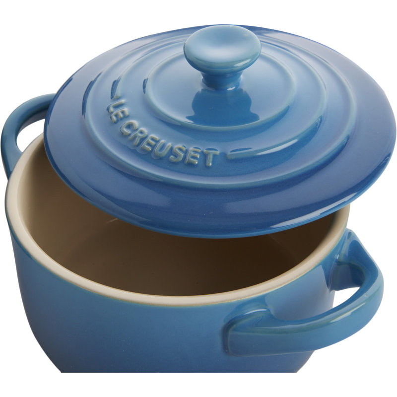 Le Creuset Stoneware Set of 4 - 8 oz. Mini Round with Lids and Cookbook, Marseille