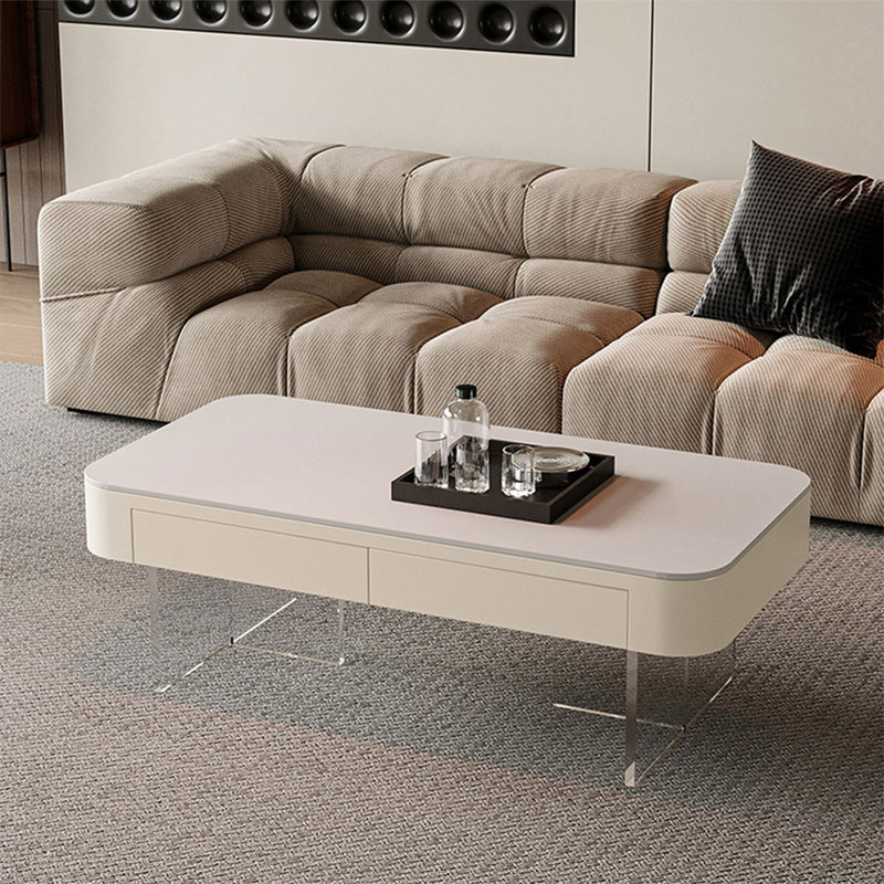 Table basse rectangulaire en bois manufacturé blanc mat et bois manufacturé, H 18,11 po x L 47,24 po x l 23,62 po, Blanc