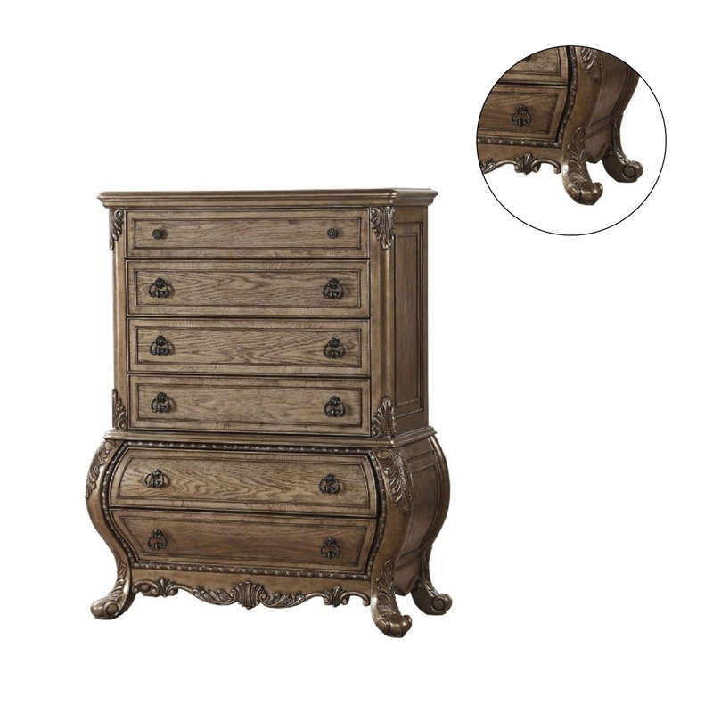Commode l 6 tiroirs Shena, Chêne rétro