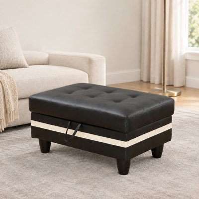 Repose-pieds avec rangement dissimulé de 33,5 po de largeur - noir / blanc