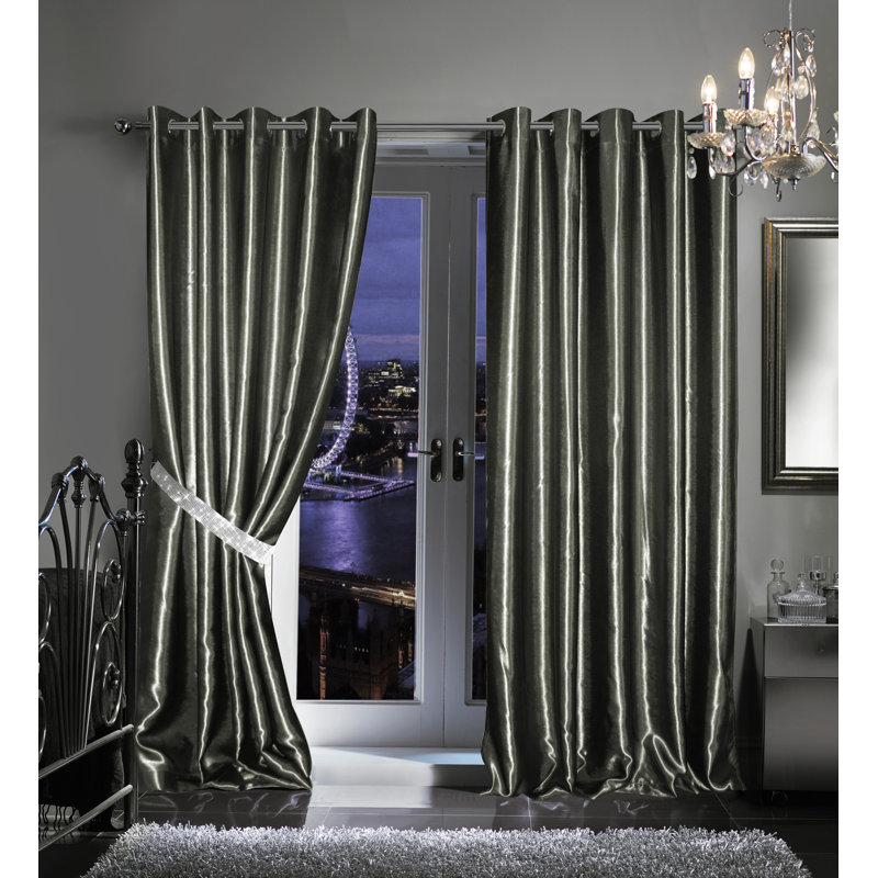 Magnhild Room Darkening Curtain Pair, Black, 165cm W x 228cm D