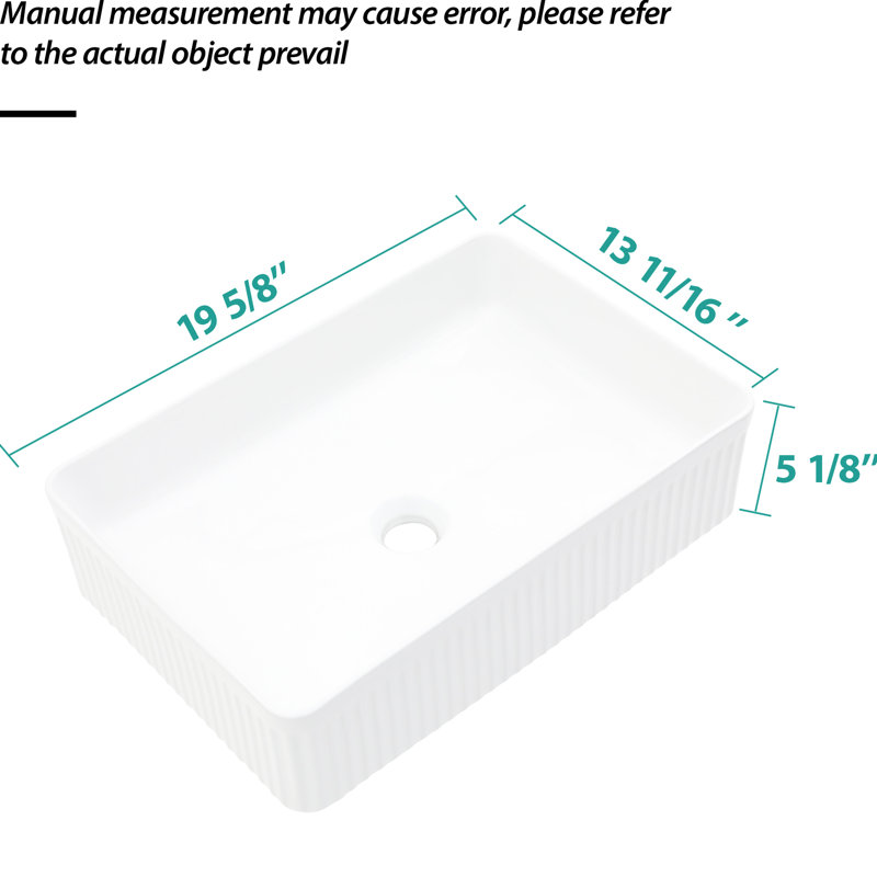 Lavabo vasque de salle de bain Stain - Céramique blanche rectangulaire, aspect moderne et élégant, lisse