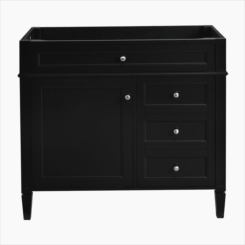 Meuble-lavabo de 36 po sans lavabo supérieur, armoire de rangement moderne avec 2 tiroirs et un tiroir basculant, structure en bois massif