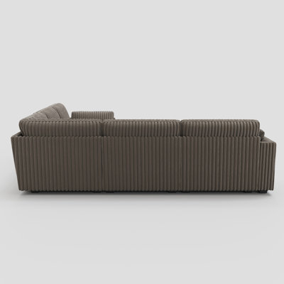 Velvet & Wide Wale Plush Corduroy Modular L - Shaped Sectional Sofa With Removable Ottoman