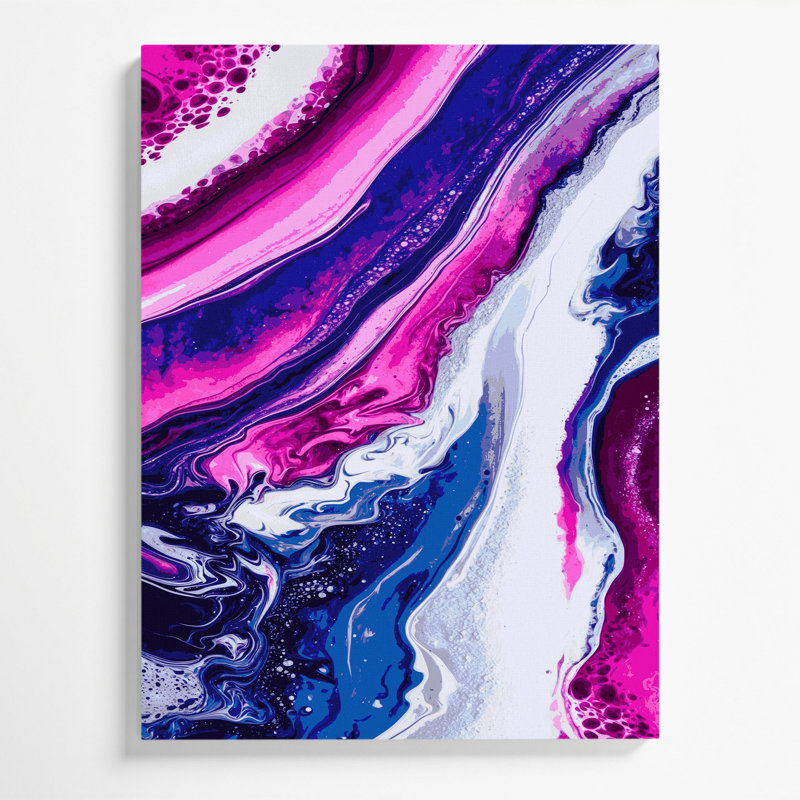 Abstrait art fluide sur toile bleue 49, H 24 po x l 20 po