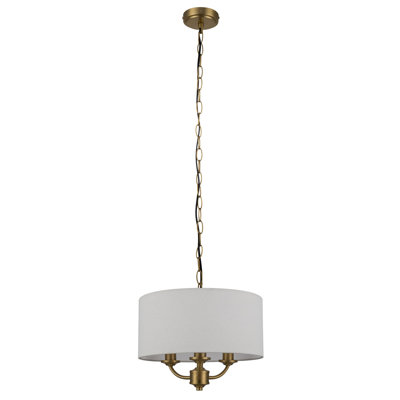 Winston 3 Light Classic Faux Linen Outer Shade Pendant Light - Power cord (black), 32x32x100cm, 3xE14. Max. 10W LED (Bulb not included)