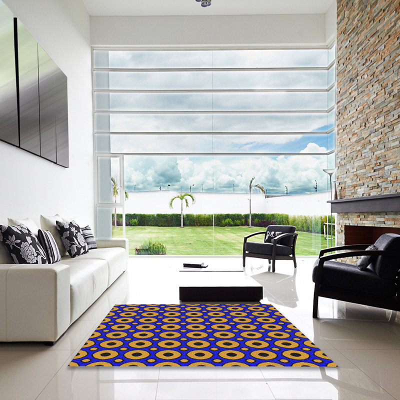 Tapis rouge / bleu Power Loom, Carré 5 pi